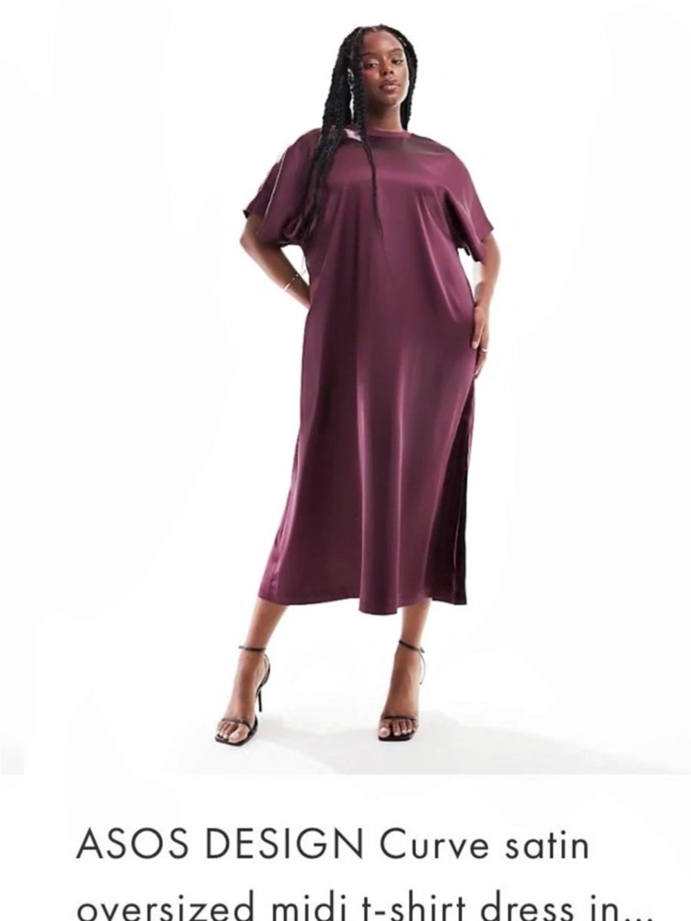 ASOS DESIGN satin oversized midi t-shirt dress Purple Size 22 NWT
